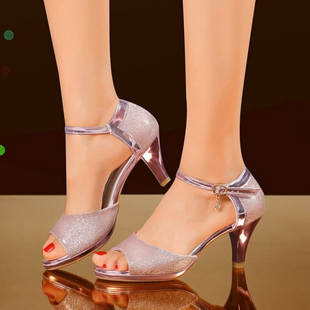 Cathalem Ladies Summer Fashion Solid Color Sequined Fish Mouth Buckle High Heel Sandals Sandal Slippers for Women Purple 7
Cathalem Ladies Summer Fashion Solid Color Sequined Fish Mouth Buckle High Heel Sandals Sandal Slippers for Women Purple 7