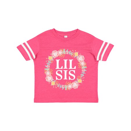Inktastic Lil Sis Rose Floral Wreath Sister Gift Toddler Toddler Girl T-Shirt