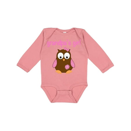 Inktastic grandpa s girl - owl Gift Baby Girl Long Sleeve Bodysuit