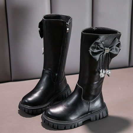 Children Shoes Long Boots High Boots Autumn And Winter New Girl Soft Bottom Leather Boots