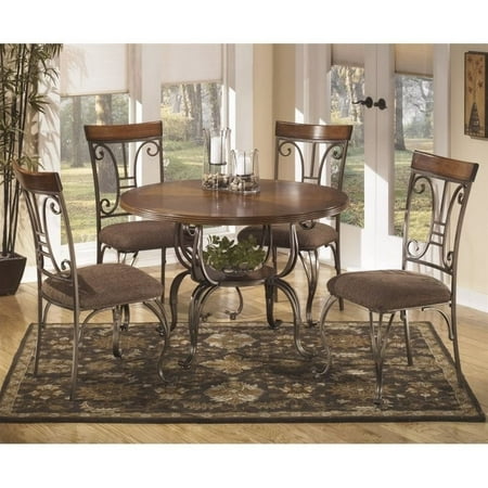 Ashley Plentywood 5 Piece Round Dining Table Set in Brown