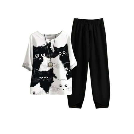 Abtel Women Sleepwear 1/2 Sleeve Nightwear Casual Loungwear Ladies Loose Fit Summer Pajamas White Cat M
Abtel Women Sleepwear 1/2 Sleeve Nightwear Casual Loungwear Ladies Loose Fit Summer Pajamas White Cat M