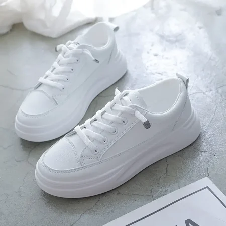 Women‘s Casual Sneakers Thick Soled Lace-up Skate Shoes