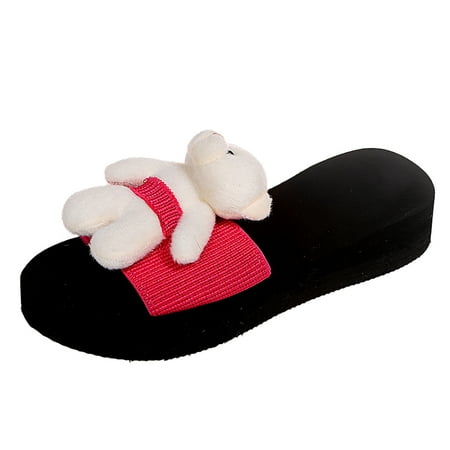 GWAABD Travel Slippers for Women s Bear Cloth Thick Bottom Beach Sandals