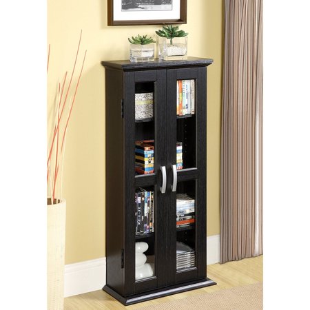 GHP 18"x8"x41" MDF Wood Multi-Functional Adjustable Shelving Double Doors Media Cabinet
