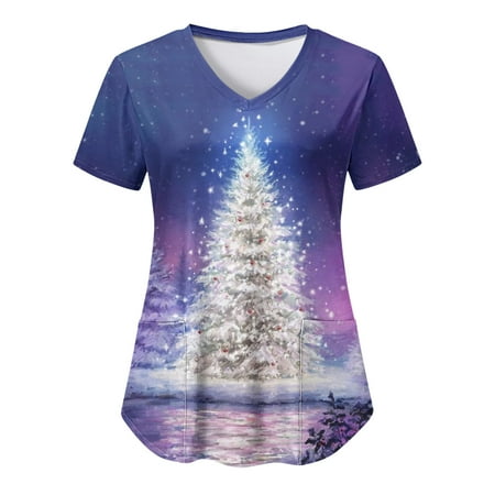 Youmylove Women Scrubs Top Casual Christmas Tree Printed Short Sleeve Caring Workwear Shirt
Youmylove Women Scrubs Top Casual Christmas Tree Printed Short Sleeve Caring Workwear Shirt