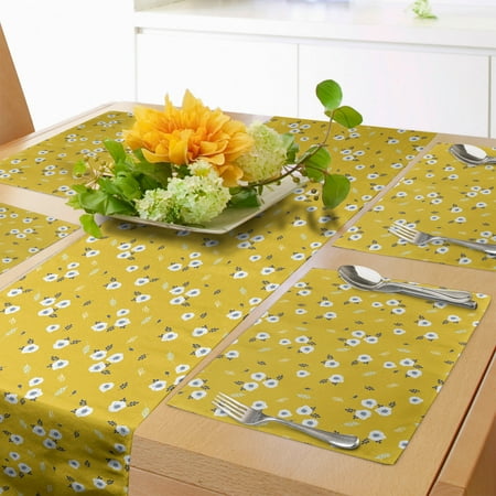 Flower Table Runner & Placemats Pattern with Tiny Anemones and Branches Set for Dining Table Decor Placemat 4 pcs + Runner 16 x72 Earth Yellow White by Ambesonne
Flower Table Runner & Placemats Pattern with Tiny Anemones and Branches Set for Dining Table Decor Placemat 4 pcs + Runner 16 x72 Earth Yellow White by Ambesonne