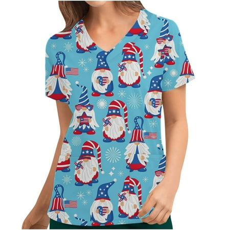 USSUMA 4th of July Funny Graphic Scrub Womens Tops Summer Loose Fit Star Stripes Flag Uniform Summer Top and Blouses Trendy Short Sleeve Shirts T-Shirt for Women Dressy V Neck Tunic Plus
USSUMA 4th of July Funny Graphic Scrub Womens Tops Summer Loose Fit Star Stripes Flag Uniform Summer Top and Blouses Trendy Short Sleeve Shirts T-Shirt for Women Dressy V Neck Tunic Plus