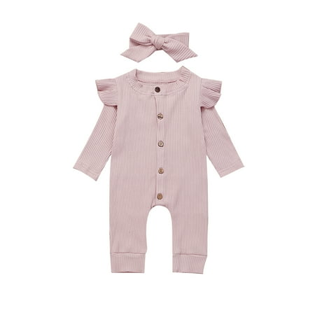 Genuiskids Newborn Baby Girl Boy Fall Winter Clothes Set Knitted Romper Long Sleeve Ruffled Bodysuit Knitted Ribbed Button Jumpsuit + Headband Outfits 0-24 Months
Genuiskids Newborn Baby Girl Boy Fall Winter Clothes Set Knitted Romper Long Sleeve Ruffled Bodysuit Knitted Ribbed Button Jumpsuit + Headband Outfits 0-24 Months