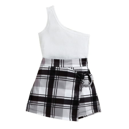 TAIAOJING Kid Toddler Girl Clothes Kids Off Shoulders Sleeveless Ribbed Vest Tops Plaid Shorts 2pcs Set Baby Girl Outfits 3-4 Years
TAIAOJING Kid Toddler Girl Clothes Kids Off Shoulders Sleeveless Ribbed Vest Tops Plaid Shorts 2pcs Set Baby Girl Outfits 3-4 Years