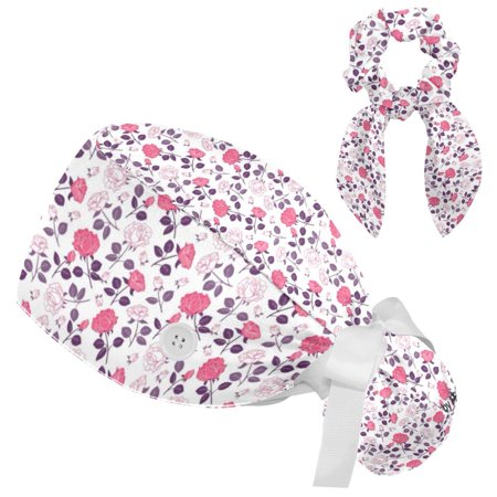 Working Cap with Buttons and Sweatband Scrub Hat Bouffant Caps with Scrunchie Rose Flower Tie Back Hats
Working Cap with Buttons and Sweatband Scrub Hat Bouffant Caps with Scrunchie Rose Flower Tie Back Hats