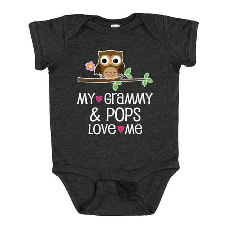 Inktastic Grammy and Pops Love Me Owl Gift Baby Girl Bodysuit