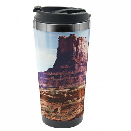 Landscape Travel Mug Grand Canyon Cliff Steel Thermal Cup 16 oz by Ambesonne