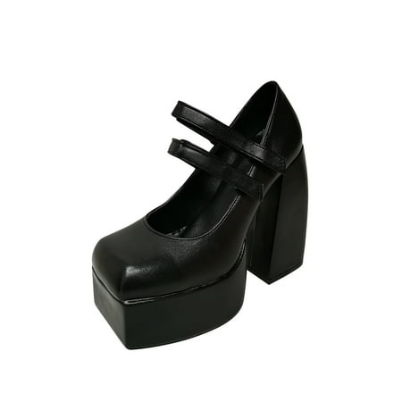 Shoes For Women Dressy Low Heel Womens High Heels Women s Sexy Banquet Super High Heel Thick Heel Platform Pump Square Toe Shoes Black