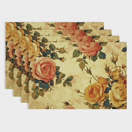 Pratyus Roses Leaves Linen Cloth Placemats Set of 4 for Birthday Parties Christmas Restaurants Home Decoration - Washable & Heat-Resistant 18x12in
Pratyus Roses Leaves Linen Cloth Placemats Set of 4 for Birthday Parties Christmas Restaurants Home Decoration - Washable & Heat-Resistant 18x12in
