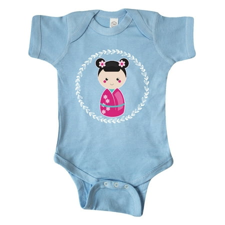 Inktastic Girls Pink Kokeshi Doll Cute Gift Baby Girl Bodysuit