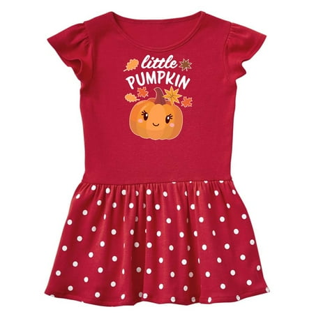 Inktastic Cute Little Pumpkin with Fall Leaves Gift Baby Girl Dress