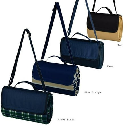 Picnic at Ascot Picnic Blanket Tote fleece-Blue Stripe