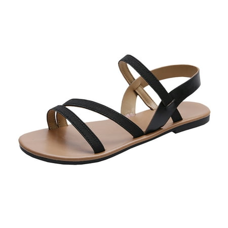

Women s Gladiator Sandals Summer Flat Strappy Sandals Trendy Roman Shoes Slingback Casual Open-Toe Sandals Ladies Summer Comfy Dressy Clearance Shoes for Women