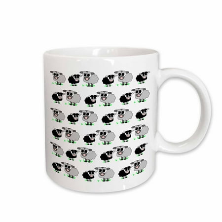 3dRose Cute Black and Grey Sheep Print Ceramic Mug 11-ounce