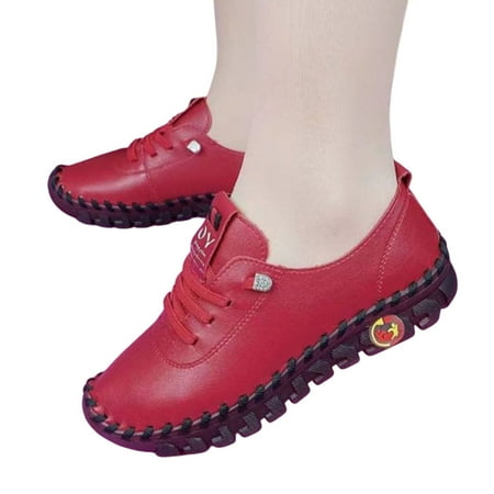 Women s Slip on Sneakers Non-Slip and Wear-Resistant Shoes for Outdoor Camping Sports 35 Red