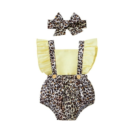 OVTICZA Baby Toddler Girls Leopard Flutter Sleeve Sleeveless Ruffle with Headband Set Bodysuit Yellow 90
OVTICZA Baby Toddler Girls Leopard Flutter Sleeve Sleeveless Ruffle with Headband Set Bodysuit Yellow 90