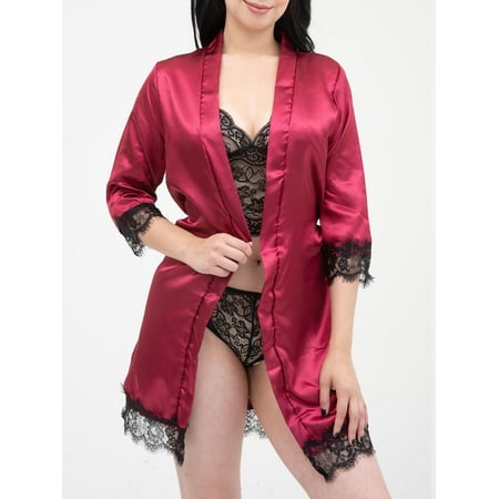 Gustave 4Pcs Women Silk Satin Pajama Set Floral Lace Cami Top Lingerie Shorts with Robe Sleepwear Homewear Nightwear Red S
Gustave 4Pcs Women Silk Satin Pajama Set Floral Lace Cami Top Lingerie Shorts with Robe Sleepwear Homewear Nightwear Red S