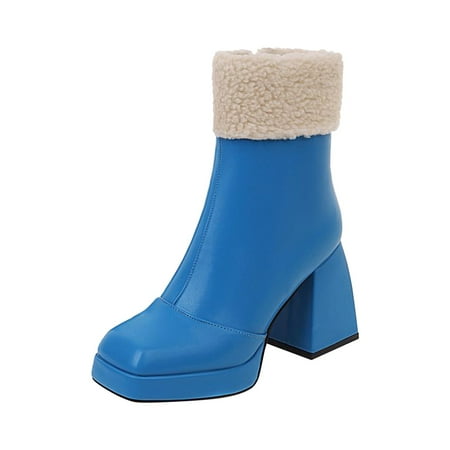 Women Warm Booties Solid Color Square Toe Chunky Heels Casual Lightweight Zip Ankle Boots Blue Boots women size 7
Women Warm Booties Solid Color Square Toe Chunky Heels Casual Lightweight Zip Ankle Boots Blue Boots women size 7