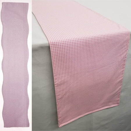 

Pink & White Checked Gingham Table Runner by Penny s Needful Things (8 Feet Long - SCALLOPED) (Purple)