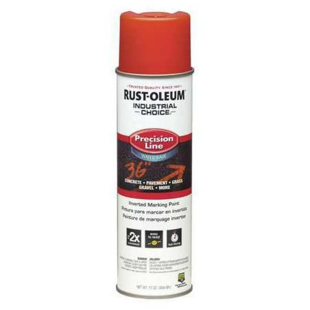 RUST-OLEUM 1862838 Inverted Marking Paint Aerosol, 17 oz., Fluorescent Red, Water -Based