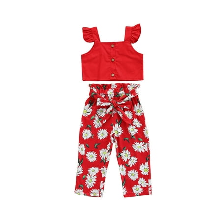 Canrulo Toddler Baby Girl Summer Outifit Crop Tops Floral Daisy Pants with Belt Clothes
Canrulo Toddler Baby Girl Summer Outifit Crop Tops Floral Daisy Pants with Belt Clothes