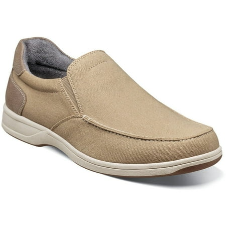 Men s Florsheim Lakeside Canvas Moc Toe Slip On Shoes Sand Multi 13401-288