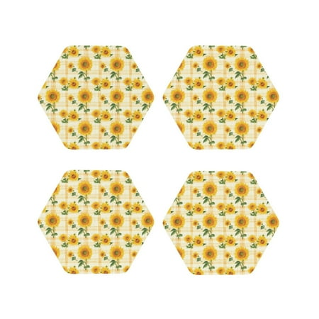 Coasters Set of 4 - Yellow White Plaid Sunflower Drink Coasters for Tabletop Protection Leather Coasters for Living Room Decor and Housewarming Gift Hexagon
Coasters Set of 4 - Yellow White Plaid Sunflower Drink Coasters for Tabletop Protection Leather Coasters for Living Room Decor and Housewarming Gift Hexagon