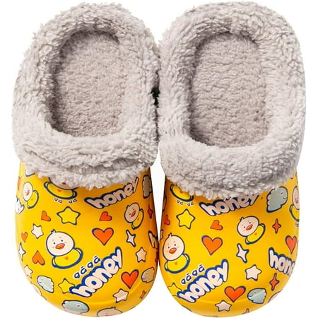 CERYTHRINA Little Kids Lined Clogs Girls Boys Slide Lightweight Garden Shoes Slip-on Cotton Slippers