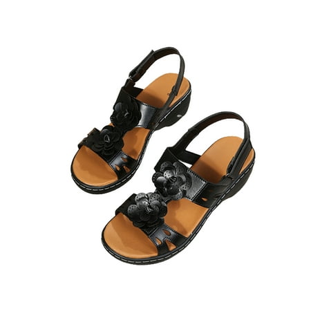 Sanviglor Women Wedge Sandals Hollow Out Casual Shoes Summer Roman Sandal Outdoor Anti-Slip Breathable Flats Lightweight Peep Toe Wedges Black 5
Sanviglor Women Wedge Sandals Hollow Out Casual Shoes Summer Roman Sandal Outdoor Anti-Slip Breathable Flats Lightweight Peep Toe Wedges Black 5