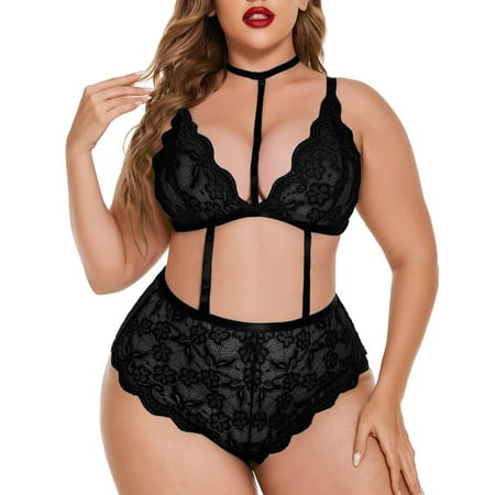 wendunide lingerie for women Women Plus Size Lingerie Lace Bodysuit Exotic Teddy Lingerie Strappy Bra And Panty With Choker Black XL
wendunide lingerie for women Women Plus Size Lingerie Lace Bodysuit Exotic Teddy Lingerie Strappy Bra And Panty With Choker Black XL
