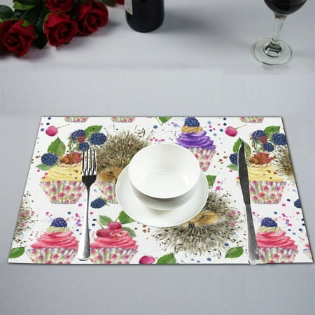 MKHERT Cute Watercolor Hedgehog And Desserts Berries Cupcakes Placemats Table Mats for Dining Room Kitchen Table Decoration 12x18 inch Set of 6
MKHERT Cute Watercolor Hedgehog And Desserts Berries Cupcakes Placemats Table Mats for Dining Room Kitchen Table Decoration 12x18 inch Set of 6