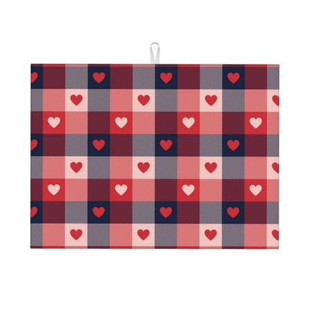 Large Dish Drying Mats for Kitchen Counter - Red heart plaid 18x24In Anti-Slip Absorbent Microfiber Drying Mat for Kitchen Counter Mat Dish Rack Mat with Hanging Loop
Large Dish Drying Mats for Kitchen Counter - Red heart plaid 18x24In Anti-Slip Absorbent Microfiber Drying Mat for Kitchen Counter Mat Dish Rack Mat with Hanging Loop