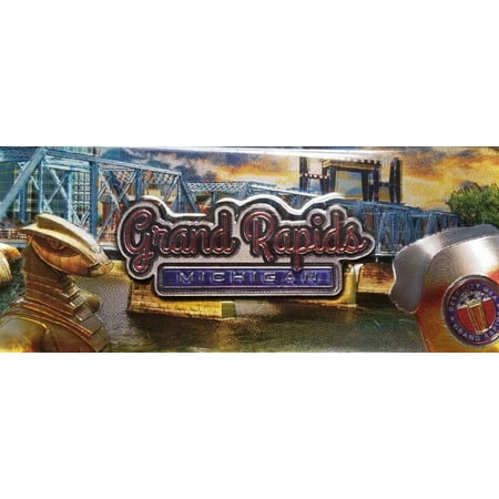 Grand Rapids Michigan with Raised Icon Fridge Magnet