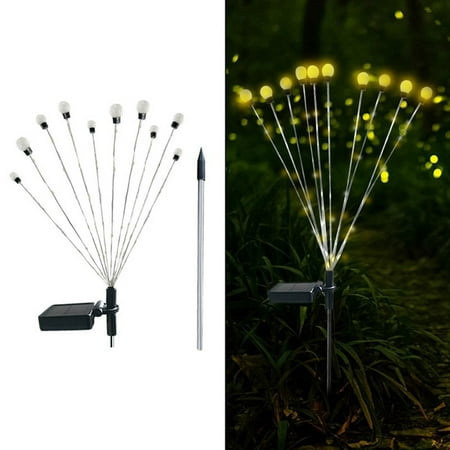 Solar Powered Firefly Lights Flickering Bulbs Outdoor Garden Patio String Lamp