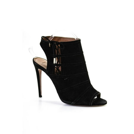 Pre-owned|Aquazzura Womens Peep Toe Ankle Strap Suede High Heel Sandals Black Size 39.5
Pre-owned|Aquazzura Womens Peep Toe Ankle Strap Suede High Heel Sandals Black Size 39.5