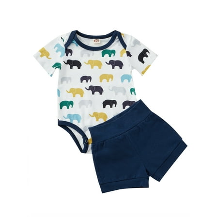 LSFYSZD Infant Baby Girl Boy Summer Clothes Suit Cartoon Elephant Print Short Sleeve Crew Neck Jumpsuit + Elastic Waist Shorts
LSFYSZD Infant Baby Girl Boy Summer Clothes Suit Cartoon Elephant Print Short Sleeve Crew Neck Jumpsuit + Elastic Waist Shorts