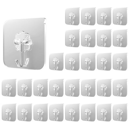 Wall Hooks for Hanging Heavy Duty Self Adhesive Hooks 30 Pack Transparent Waterproof Sticky Hooks
Wall Hooks for Hanging Heavy Duty Self Adhesive Hooks 30 Pack Transparent Waterproof Sticky Hooks