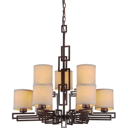 Forte Lighting 2550-09 9 Light 2 Tier Chandelier with Cylinder Shaped Shades