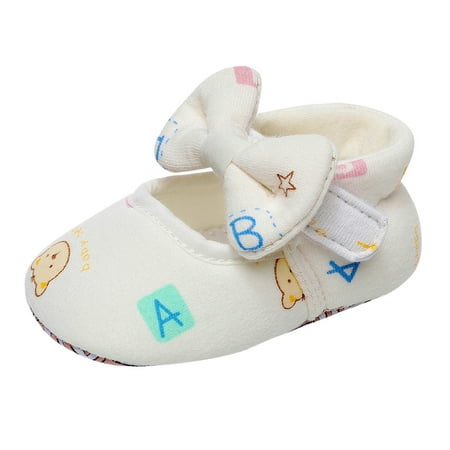 

fvwitlyh Girls Size 13 Shoes Girls Single Shoes Cartoon Printed Bowknot First Walkers Shoes Toddler Girl Fall Shoes
