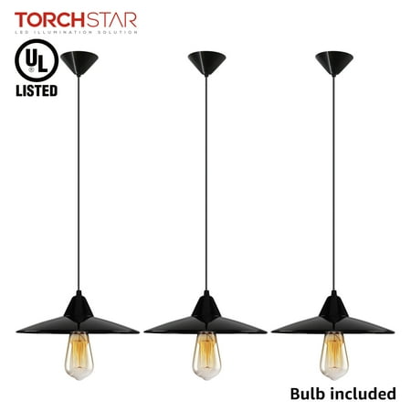 TORCHSTAR 11 Inch Industrial Pendant Lighting Vintage Ceiling Lamp for Kitchen Island Dining Room Bar Club Classic Black Finish Hanging Light Fixture Pack of 3
TORCHSTAR 11 Inch Industrial Pendant Lighting Vintage Ceiling Lamp for Kitchen Island Dining Room Bar Club Classic Black Finish Hanging Light Fixture Pack of 3