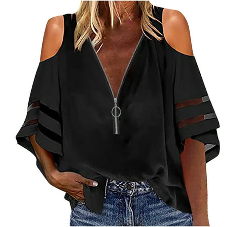 Ziloco Women s Solid Color Long Sleeve V-Neck Zipper Women s Shirt Tops waffle knit tops for women maternity tops Black S
Ziloco Women s Solid Color Long Sleeve V-Neck Zipper Women s Shirt Tops waffle knit tops for women maternity tops Black S