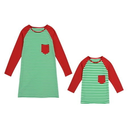 Blotona Mommy and Me Matching Pajama Dress Long Sleeve Round Neck Striped Printed Dress Over Knee Family Sleepwear Clothes for Women Girls
Blotona Mommy and Me Matching Pajama Dress Long Sleeve Round Neck Striped Printed Dress Over Knee Family Sleepwear Clothes for Women Girls
