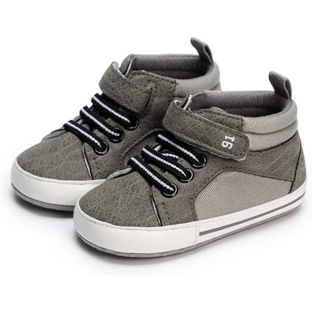 QWZNDZGR Baby Boys Girls High Top Sneakers Soft Soles Anti Skid Infant Ankle Shoes Toddler Prewalker First Walking Crib Shoes