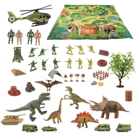 50PCS Dinosaur Model Toys with Game Mat Realistic Toys for Kids